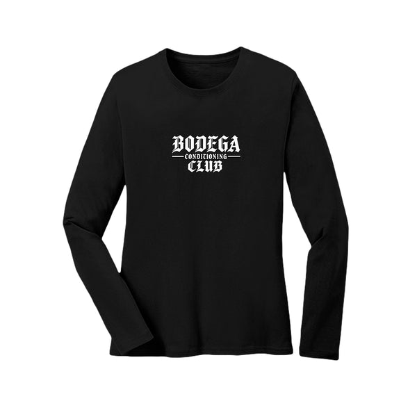 The Charter Sleeve women's long sleeve black white logo front