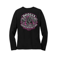 The Charter Sleeve women's long sleeve pink logo back view